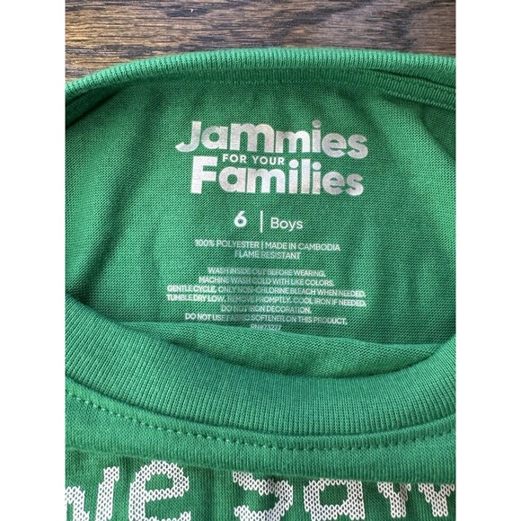 Boys Pajama Set Size 6  Green We Came, We Saw, We Jingled Christmas Top Pants - Picture 4 of 7